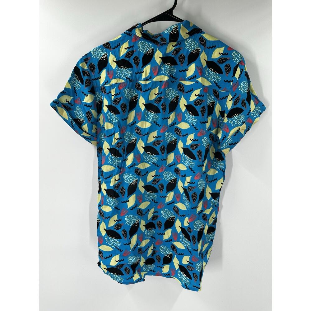Wildfang Empower Button Up Womens Small Blue Abstract Short Sleeve WN8600 - Picture 6 of 7